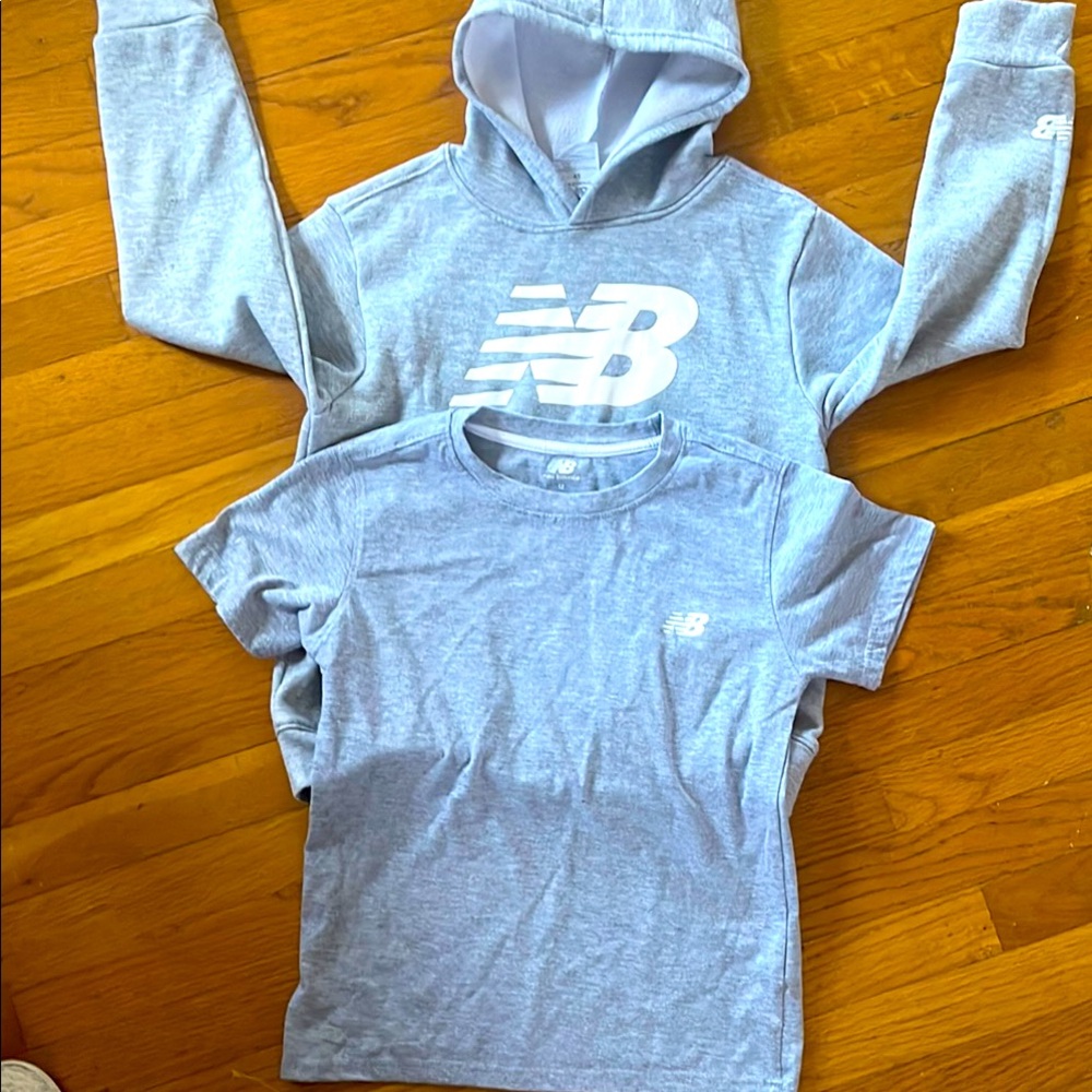 New Balance Kids Gray Hoodie and T-Shirt Set